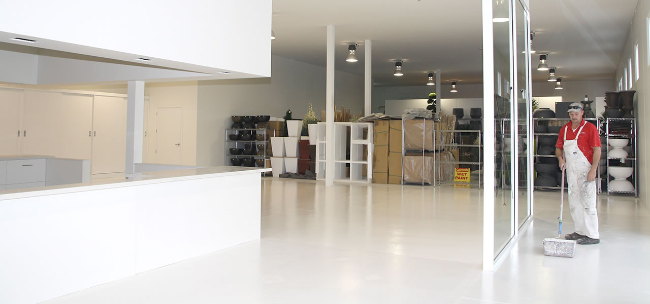 Interior Dulux Luxafloor painting at Economy Warehouse